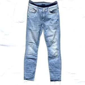 Mother The Looker Ankle Fray When Sparks Fly Jeans Womens 25 Blue